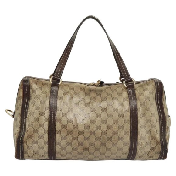 GUCCI GG Crystal Shoulder Bag Coated Canvas Brown Gold - Picture 3 of 16